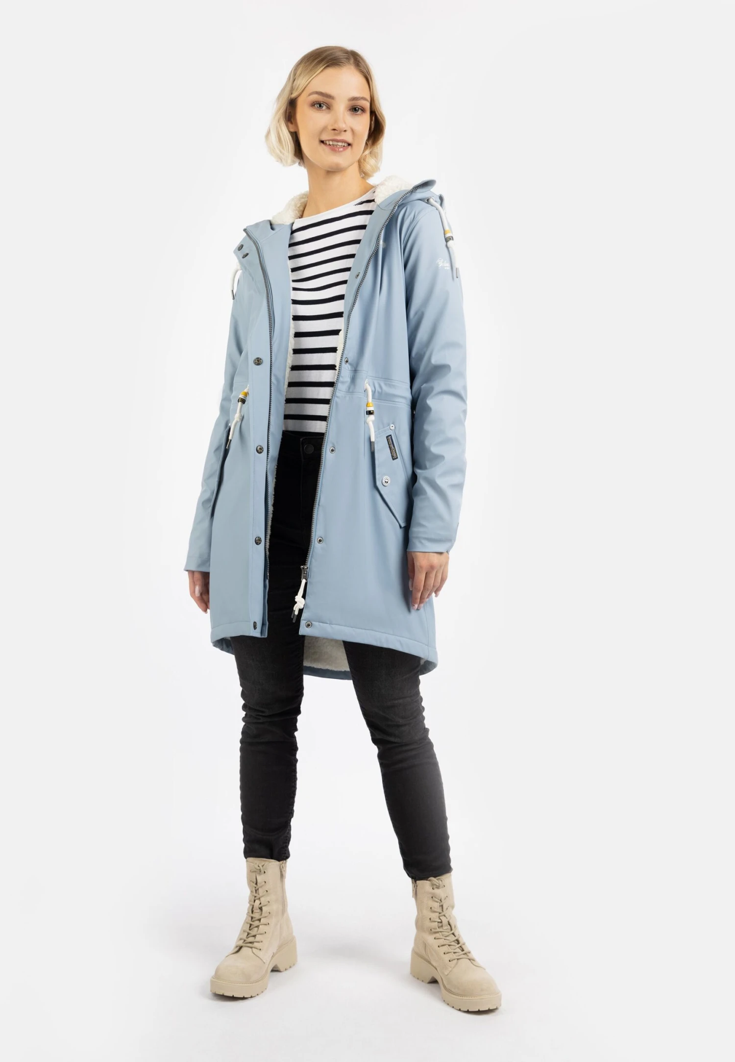 Schmuddelwedda Regenmantel Mit Webpelzfutter In Teddyoptik Kilata - Parka - Hellblau 2 Schmuddelwedda Regenmantel Mit Webpelzfutter In Teddyoptik Kilata - Parka - Hellblau - immagine 2