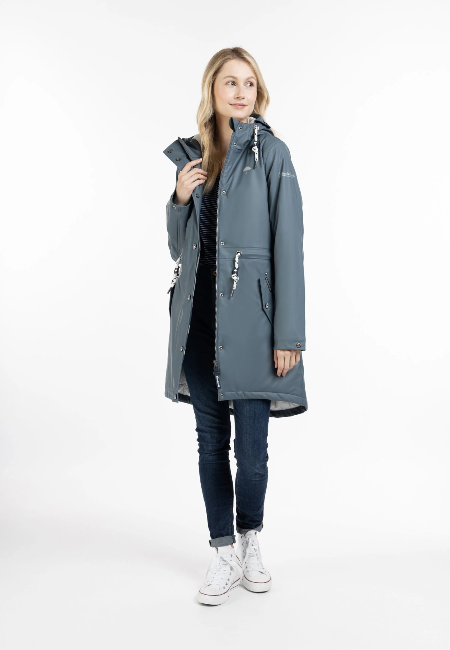 Schmuddelwedda Regenmantel Mit Wattierung Stormcloud - Cappotto Invernale - Blaugrau 2 Schmuddelwedda Regenmantel Mit Wattierung Stormcloud - Cappotto Invernale - Blaugrau - immagine 2