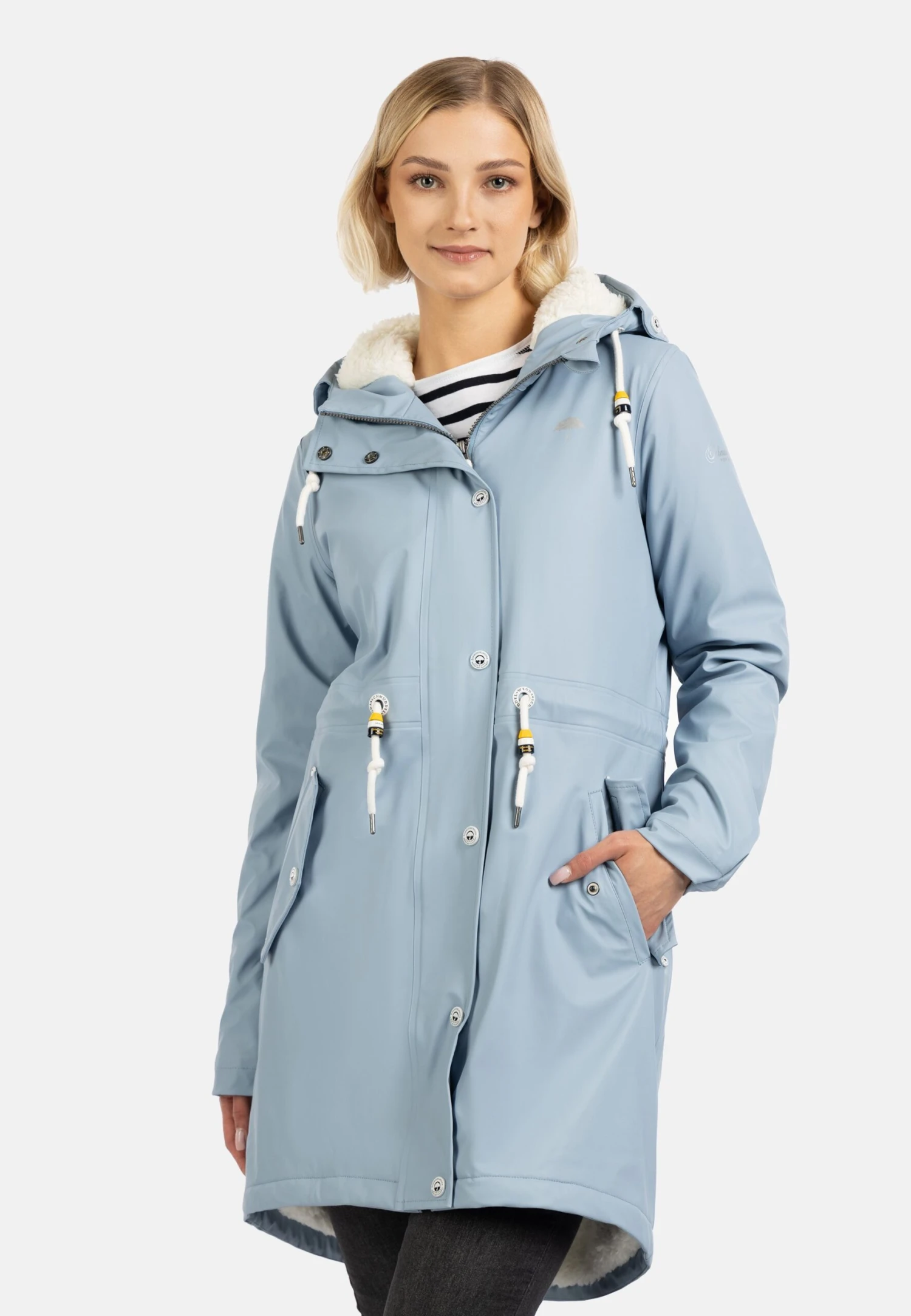 Schmuddelwedda Regenmantel Mit Webpelzfutter In Teddyoptik Kilata - Parka - Hellblau 1 Schmuddelwedda Regenmantel Mit Webpelzfutter In Teddyoptik Kilata - Parka - Hellblau